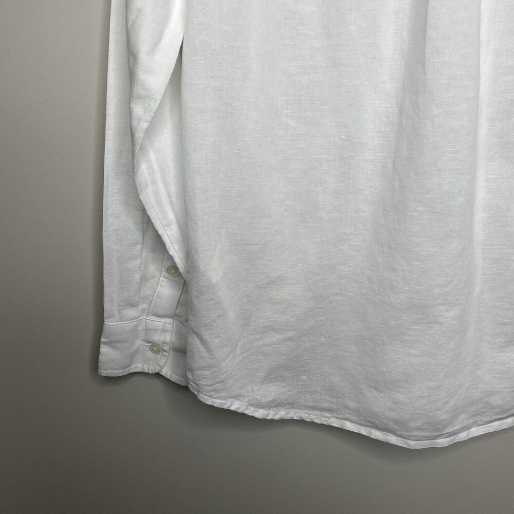 J.CREW Button Up Top Women XS Linen Cotton Blend White Long Sleeve BY035 - Picture 8 of 11